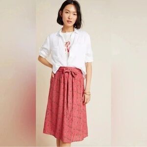 Anthropologie / Greta pink okay abstract floral Midi Skirt s